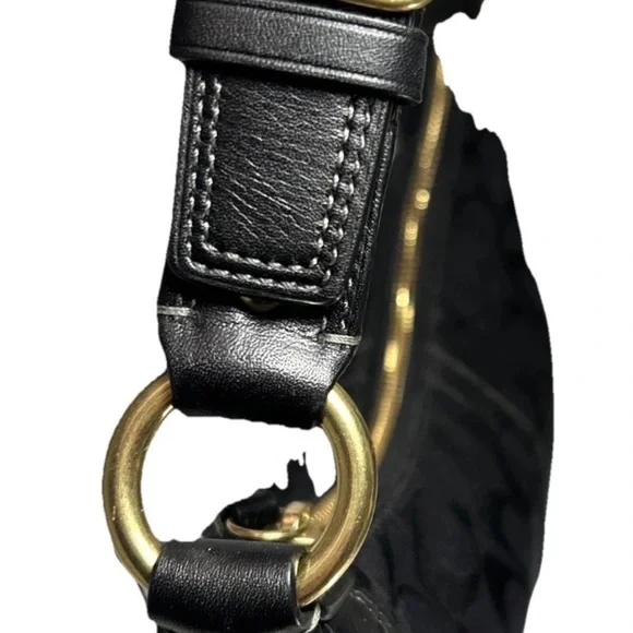 Y2K Coach Hampton Signature Jacquard Shoulder Hobo Bag Black Small Purse # 11371 - Picture 14 of 16